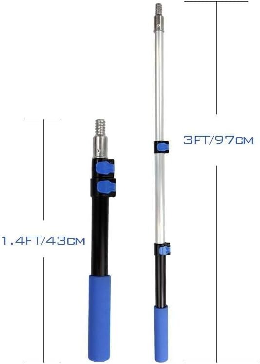 Craftec Poste telescópico de aluminio de 1.5 a 3 pies con abrazaderas de deslizamiento rápido, poste de rodillo de pintura, poste multiusos, poste