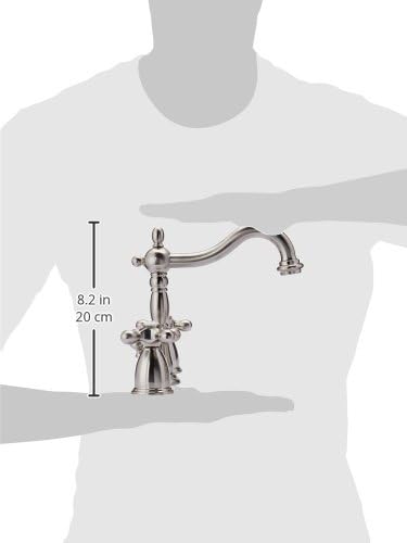 Kingston Brass KB1978AX Heritage – Grifo de lavabo con mango cruzado de metal, níquel cepillado, centro ajustable de 8 pulgadas
