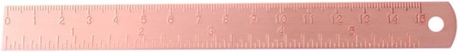 Regla de oro rosa, regla de dibujo de metal, regla recta de latón, regla de medición de aprendizaje unisex, papelería para escuela, oficina,