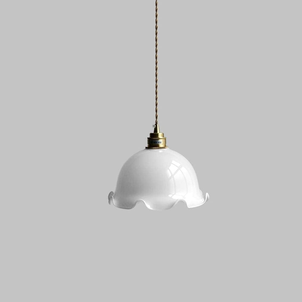 Shun Ze Chandelier, Contemporary Country Hanging Lights Copper Glass Height Adjustable Pendant Lighting White E27 Base Craft V-intage Suitable for