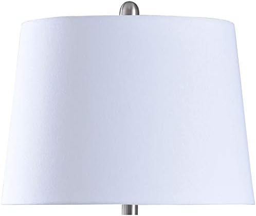 Marissa – Lámpara de mesa, color blanco, acabado azul, pantalla cónica blanca