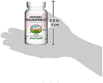 Maxi-Health Oraldophilus masticable – Sin lácteos – Probióticos, sabor tropical, 100 masticables y Kosher