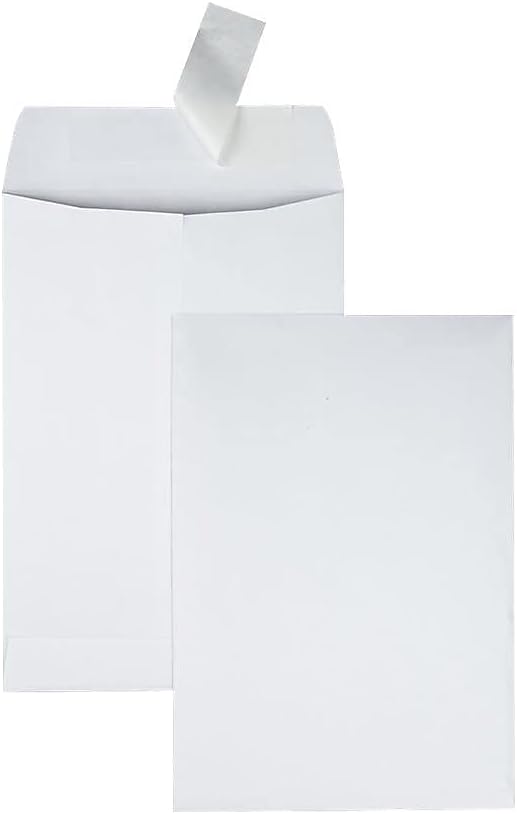 Quality Park, QUA44334, Sobres de catálogo con tiras rojas, 100  caja, color blanco, 6 x 9 pulgadas