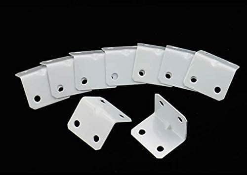 Metal L forma puerta ventana estante esquina soporte ángulo recto blanco 10pcs