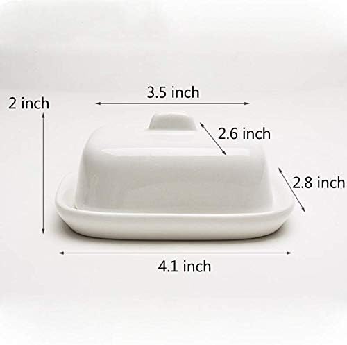 Sizikato Mantequillera pequeña de porcelana blanca pura con tapa