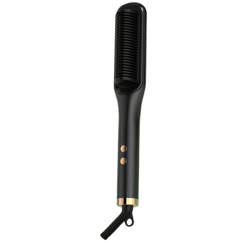 Peine alisador de cabello Termostato inteligente de iones negativos de doble uso para salón de casa Enchufe de EE. UU. 220V (negro)