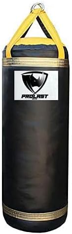 Bolsa pesada de lujo para puñetazos y patadas, ideal para boxeo, artes marciales mixtas y muay thai (130 libras, 4 pies, negroamarillo, relleno) por