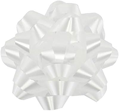 Worlds Lazos blancos para envolver regalo, lazos de confeti con acabado satinado, lazos de regalo de cinta de Navidad de 4 pulgadas (paquete de 12)