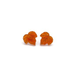 Orange Marble Maple Leaf Stud Earrings, Fall nature-inspired leaf acrylic jewelry Orange Marble Maple Leaf Stud Earrings, Fall nature-inspired leaf acrylic jewelry