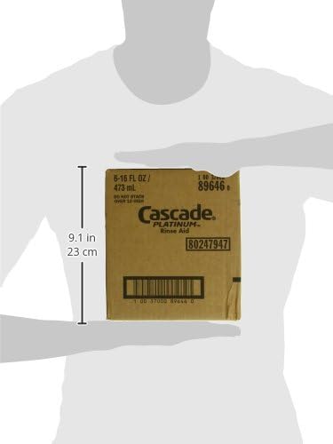 Cascade Rinse Aid Platinum – Agente para lavavajillas, regular, 16 onzas líquidas (paquete de 6)