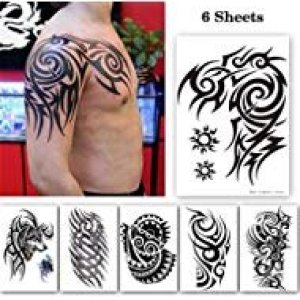 Tatuajes temporales tribales grandes, calcomanías de tatuaje de tótem grande para hombres y hombres, tatuaje falso de brazo impermeable para Tatuajes temporales tribales grandes, calcomanías de tatuaje de tótem grande para hombres y hombres, tatuaje falso de brazo impermeable para