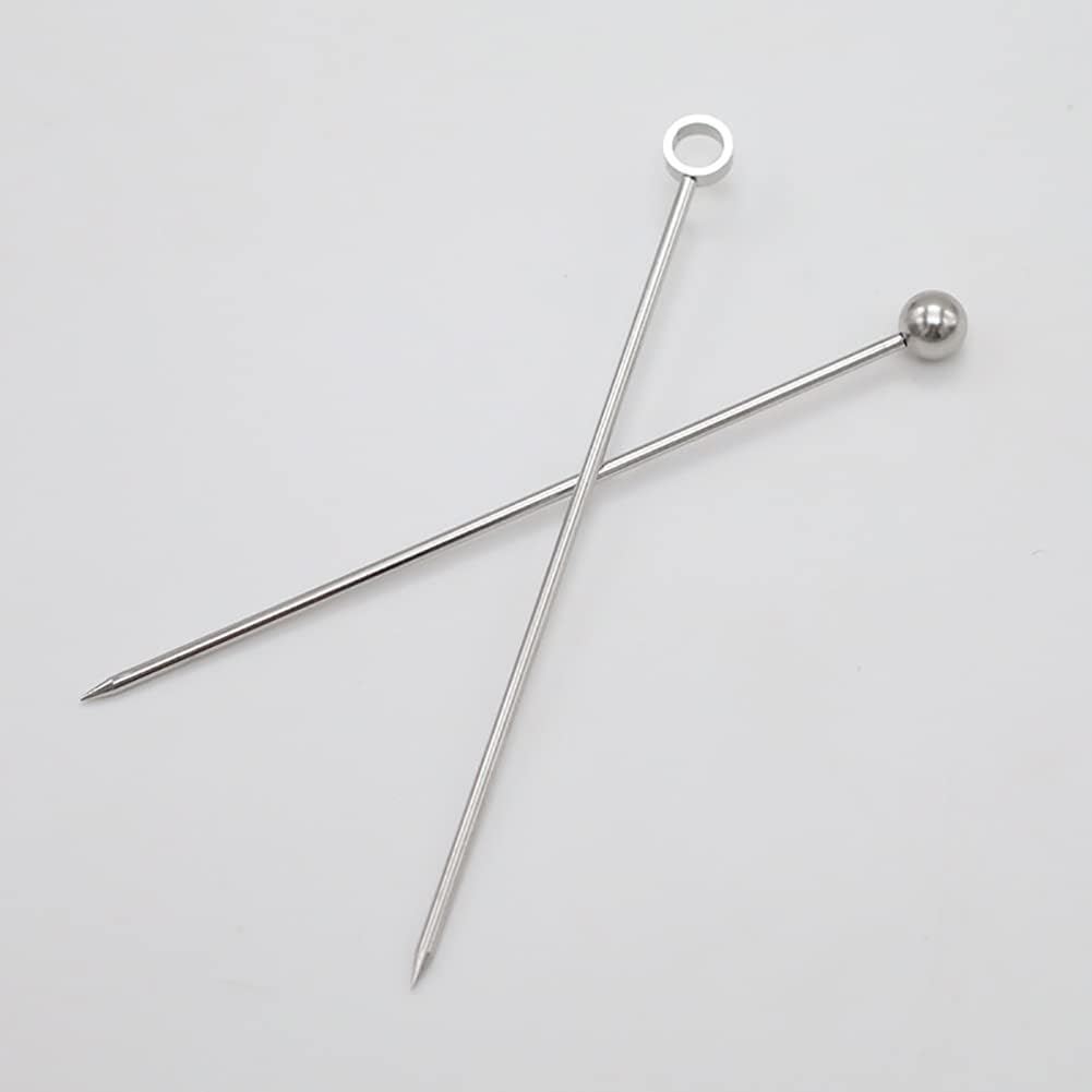 10 púas de cóctel de acero inoxidable, palillos de martini de metal, palillos de frutas, palillos de dientes de oliva, brochetas para fiestas,