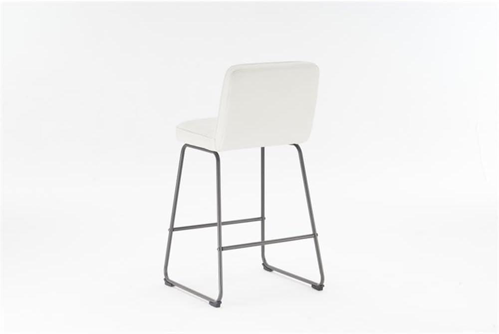 Home Lakeview – Juego de 3 taburetes de bar de piel sintética, modernos taburetes de bar de altura de mostrador con cojín de asiento grueso y