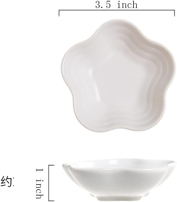 Plato de cerámica con forma de flor de 3.5 pulgadas, mini condimento lateral, platos de condimentoscuenco de salsa de soja para sushi, platos para