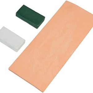 Trazo de cuero de doble cara de 8 x 3 pulgadas con cinta de doble cara, kit de compuesto de pulido verde y blanco para afilar cuchillos, cuchillos Trazo de cuero de doble cara de 8 x 3 pulgadas con cinta de doble cara, kit de compuesto de pulido verde y blanco para afilar cuchillos, cuchillos