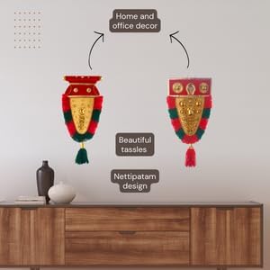 Vgotcha Nettipattam – Decoración colgante de 1 pie 17 pulgadas x 10 pulgadas para decoración del hogar, habitación de puja, decoración de pared de