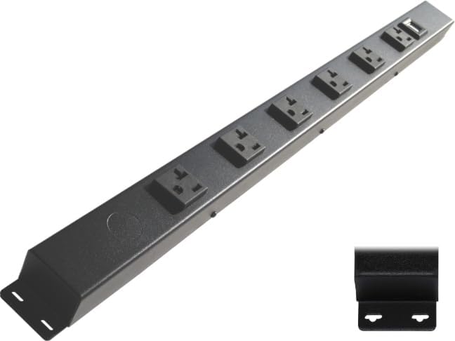 Regleta de alimentación cableada con cable de 24 pulgadas, 6 salidas de 20 A, USB