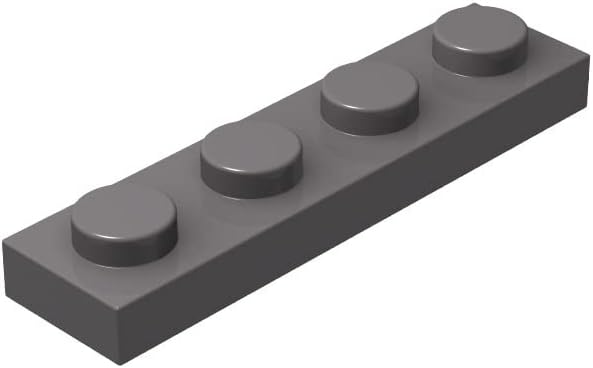 Platos grises clásicos a granel, placa gris oscuro 1×4, placas de construcción planas 100 piezas, compatibles con piezas y piezas de Lego 1×4 placas