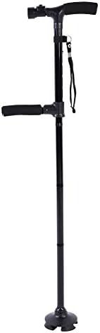 Bastón plegable con luz LED, bastón ajustable para hombres, mujeres, base antideslizante, soporte para otras herramientas de montañismo, accesorios