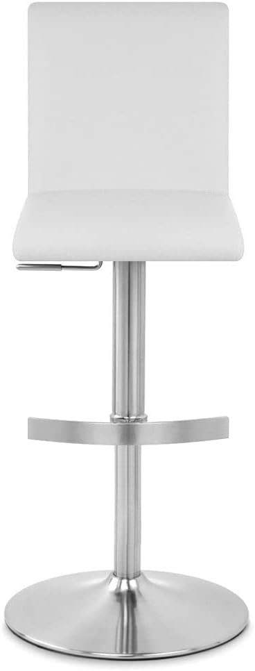 Zuri Furniture Modern Coveteur Taburete giratorio de altura ajustable en color blanco
