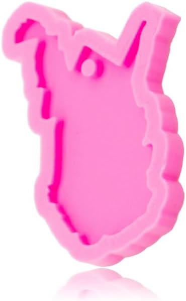 3 piezas brillantes de América West Virginia State Map Llavero molde de silicona con agujero para etiqueta de equipaje DIY, decoración de pasteles,