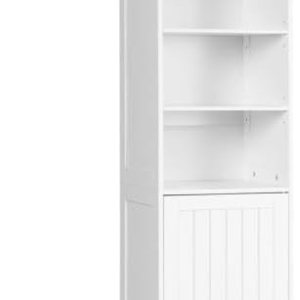 Safeplus Gabinete de almacenamiento de baño de 72 pulgadas de alto, organizador de torre independiente con estantes ajustables y puerta (blanco) Safeplus Gabinete de almacenamiento de baño de 72 pulgadas de alto, organizador de torre independiente con estantes ajustables y puerta (blanco)