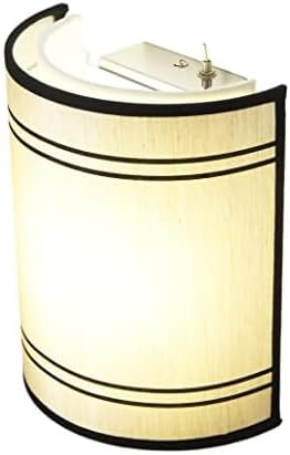 Aplique de pared LED de 12 V, pantalla de tela beige, base de acero inoxidable, 4.69 pulgadas de largo x 4.3 pulgadas de ancho x 8.5 pulgadas de