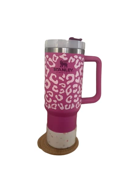 Stanley 40oz 30oz Adventure Quencher Leopard Wrap Cheetah Animal Print, boho stylish tumbler, boho decor (black)