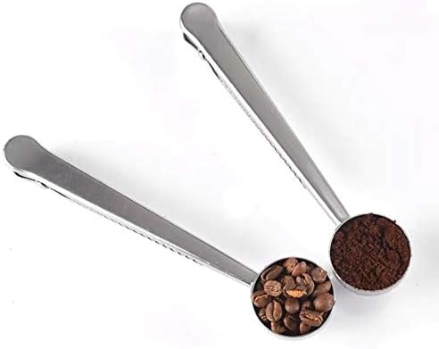 Paquete de 2 cucharas de café, cucharas medidoras de acero inoxidable, con clip para bolsa de café, adecuadas para café molido, granos de espresso,