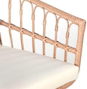 Yangming Juego de muebles de patio de 3 piezas para conversación al aire libre con mesa de centro templada y sillas de mimbre para jardín, balcón,
