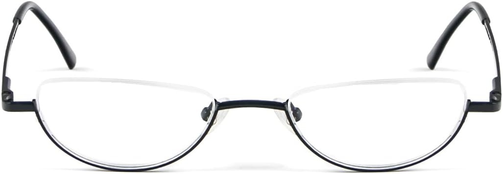 REAVEE Paquete de 4 lentes de lectura retro de aleación de media luna, para mujeres y hombres, medio marco, bisagra de resorte, elegante lector