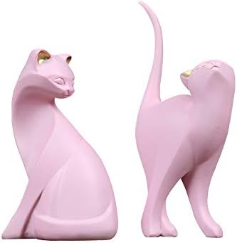 WhaleCreation – Figura de gato rosa, estilo moderno, decoración del hogar, juguete de regalo