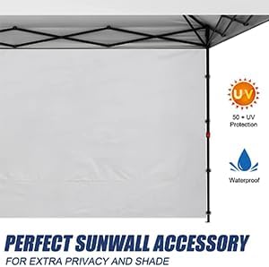 Instant Canopy SunWall – Toldo de pared lateral de 10 x 10 pies, para tienda de campaña desplegable, solo 1 pared lateral (10 x 10 pies, blanco)