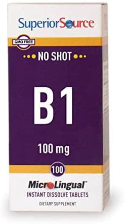 Vitamina B1 (tiamina), 100 mg, tabletas sublinguales de disolución rápida debajo de la lengua, 100 unidades, aumento del metabolismo y producción de