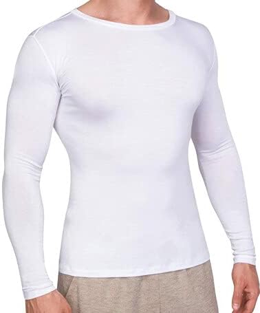 AD RescueWear Ropa de eczema para adultos – Camisa blanca de manga larga para hombre – Alivio de la picazón, ultrasuave y ecológica, sin zinc ni