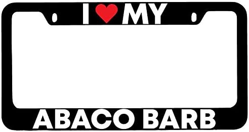 I Heart My Abaco Barb Black Metal License Plate Frame DG
