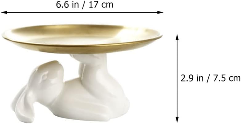 Operitacx Conejito Cupcake Stand Conejo Cerámica Postre Plato Cerámica Pastel Platos Postre Servidor de Alimentos Bandeja de Joyas Snack Plato de