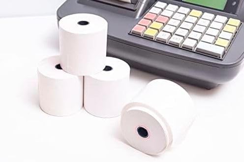 FHS – Rollo de papel Bond de 3 pulgadas x 150 pies, papel de bono, papel de impresora de cocina, rollo de papel de caja registradora POS, 32 rollos