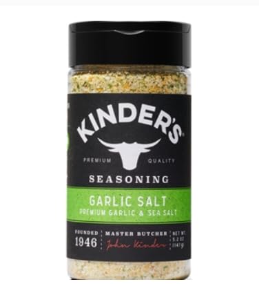 Kinders – Sal de ajo y sal marina de primera calidad, peso neto, 5.2 oz (147 g)