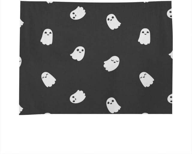 Mantel redondo de 60 x 90 pulgadas, diseño de fantasma, rústico, para decoración del hogar, fiesta, cocina, comedor, picnic, Halloween, decoración