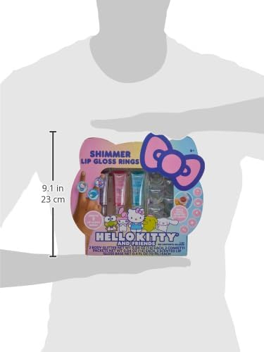 Hello Kitty Sanrio and Friends – Kit de fabricación de brillo labial brillante, hace 5 anillos de brillo de labios con purpurina, kit de brillo de