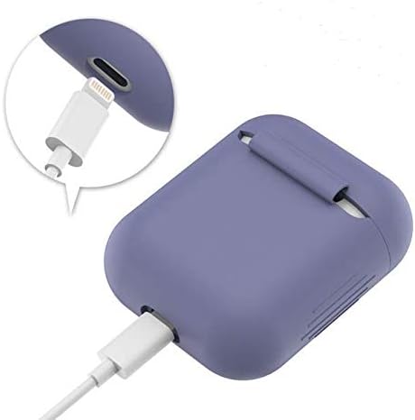 Funda protectora de silicona compatible con Apple Airpods 1 y AirPods 2 LED frontal visible (azul claro)
