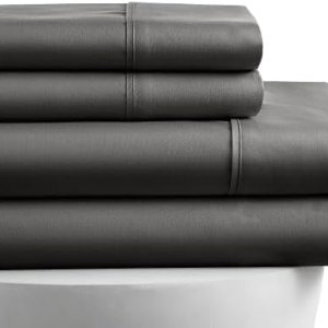 Juego de sábanas de 4 piezas de 800 hilos, 100% algodón egipcio, tamaño Queen corto, color gris oscuro, sábanas y fundas de almohada de algodón de Juego de sábanas de 4 piezas de 800 hilos, 100% algodón egipcio, tamaño Queen corto, color gris oscuro, sábanas y fundas de almohada de algodón de