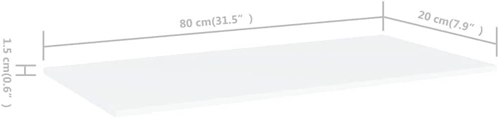 Estantería de oficina, 8 unidades, color blanco, 31.5 x 7.9 x 0.6 pulgadas, madera de ingeniería para reacondicionar estanterías, reemplazo, sin