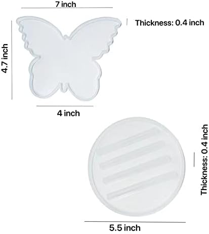 Moldes de posavasos de resina, moldes de mariposa de gran tamaño para resina epoxi para fundición de resina, 4 moldes de posavasos con molde de