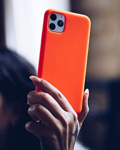 FELONY CASE – Funda para iPhone 15 Pro – Funda de silicona naranja neón  Silicona líquida con forro de microfibra antiarañazos, funda protectora a