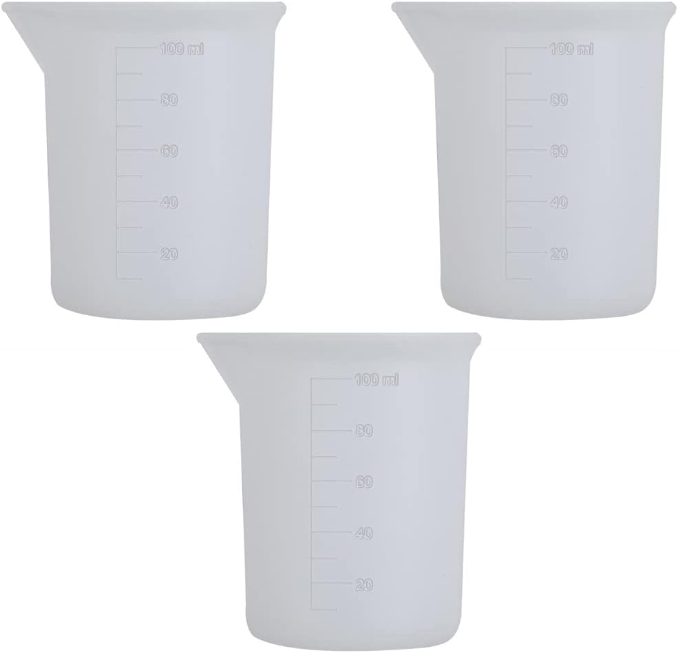 3 tazas medidoras de silicona de 3.4fl oz, tazas de mezcla de silicona con escala para hacer joyas, manualidades de resina, color blanco