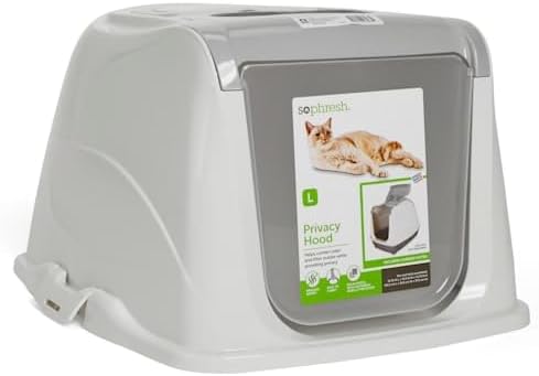 So Phresh Capucha blanca con tapa abatible para gatos, 19.7 pulgadas de largo x 15.3 pulgadas de ancho x 10.5 pulgadas de alto