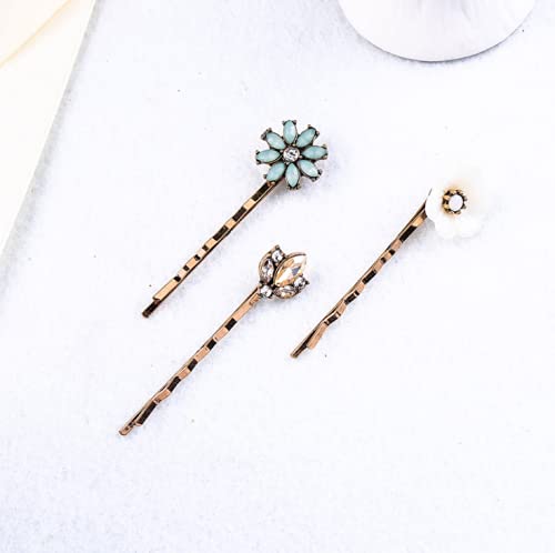 YADIRF Paquete de 6 pines vintage Bobby Horquilla Rhinestone Jeweled Elegant Unique para el cabello DIY Accesorio