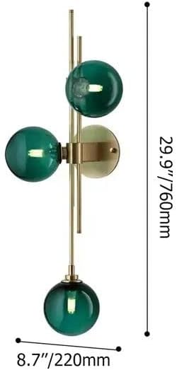 Mid-Century – Lámpara de pared decorativa moderna de 3 luces con forma de globo de cristal transparente para interiores (verde)